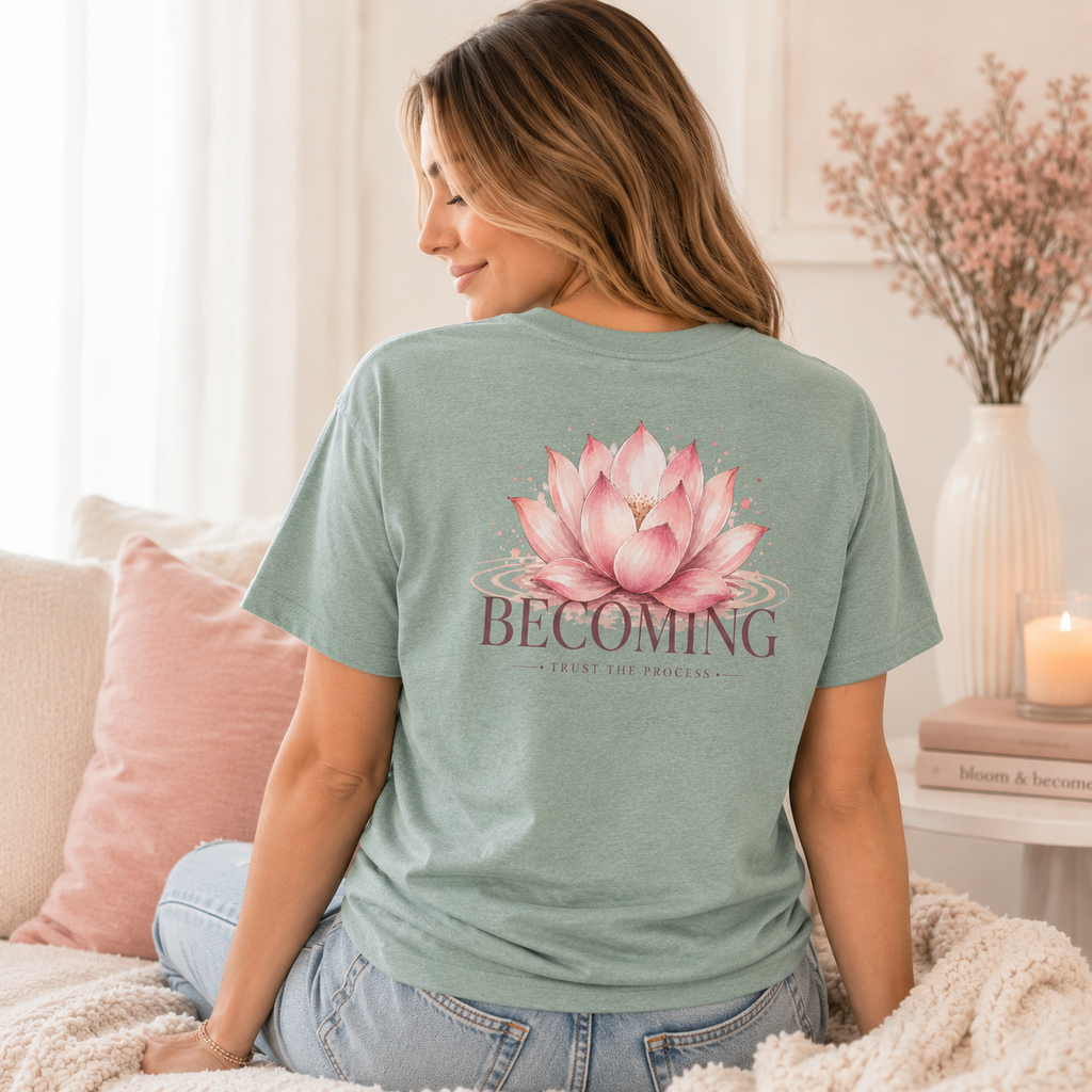 Becoming Lotus Shirt | Trust the Process Inspirational Graphic Tee for Women